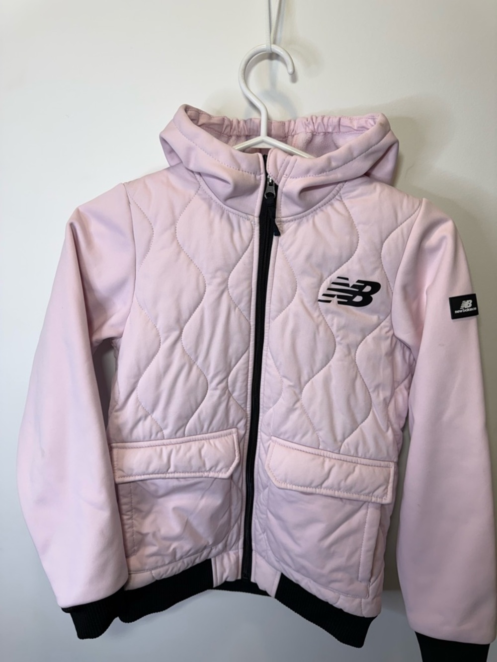 New Balance Pale Pink Quilted Jacket with Hood